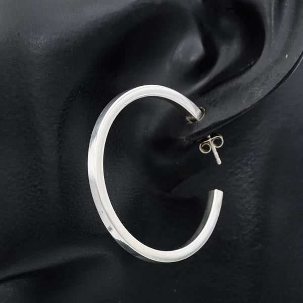 Sterling Silver Square Edge Hoop Earrings 4cm