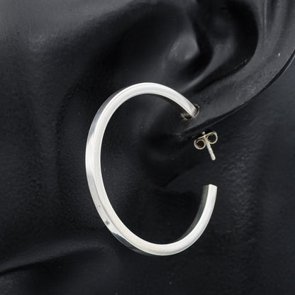 Sterling Silver Square Edge Hoop Earrings 4cm