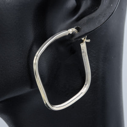 Sterling Silver Twisted Concave Square Hoops 4 cm