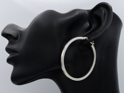 Sterling Silver Square Hoop Earrings 4.8cm