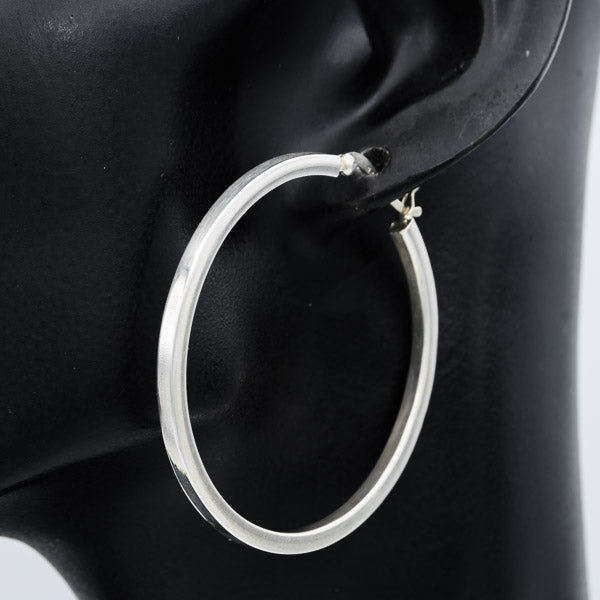 Sterling Silver Square Hoop Earrings 4.8cm