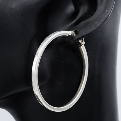 Sterling Silver Square Hoop Earrings 4.8cm