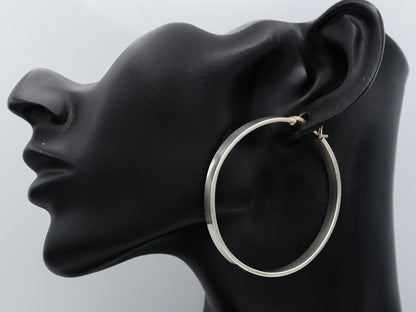Sterling Silver Flat Hoop Earrings 5.5cm