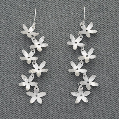 Sterling silver brushed hanging daisies