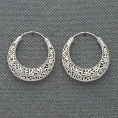 Sterling silver cut out hoop earrings