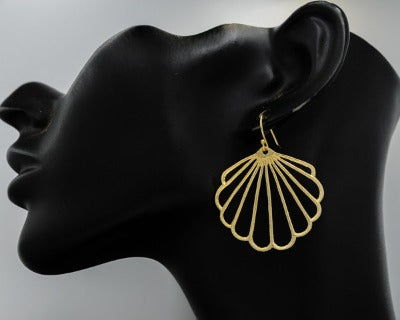 Gold plated scallop fan earrings
