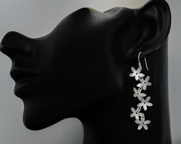Sterling silver brushed hanging daisies