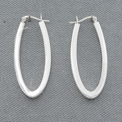 Sterling silver oval hoops with square edges