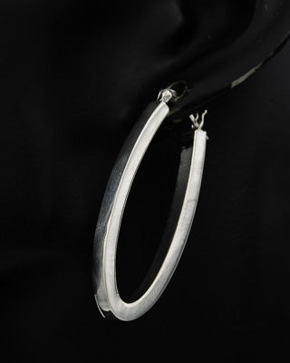 Sterling silver oval hoops with square edges