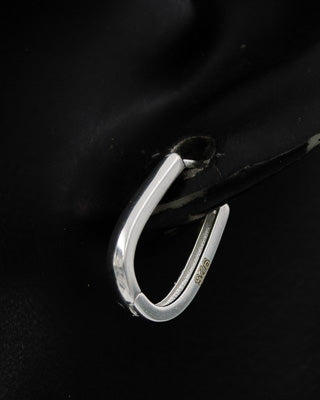 Sterling silver oval huggie med