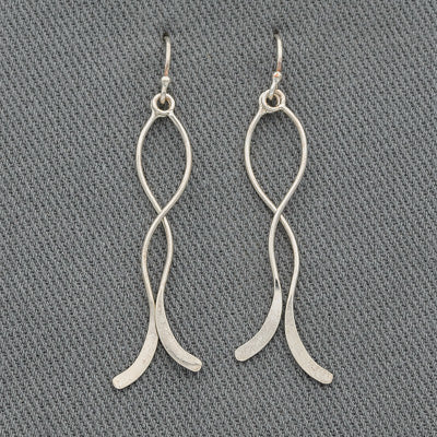 Sterling silver curved linear line earring