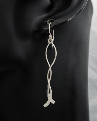 Sterling silver curved linear line earring