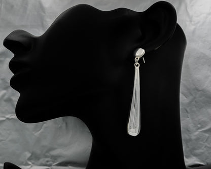 Sterling silver long elegant tapered earrings