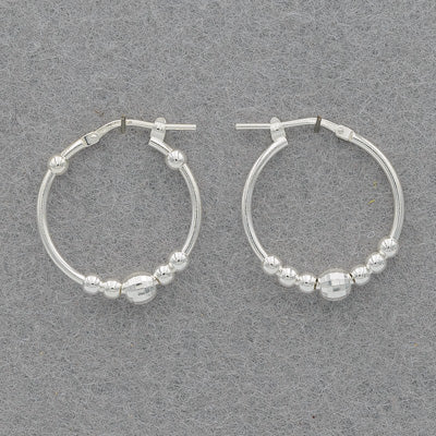 Sterling silver hoop with balls large