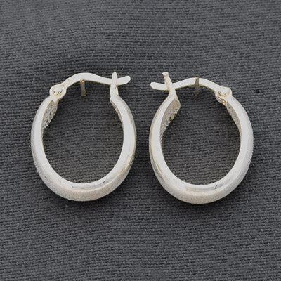 Sterling silver oval hoop earrings
