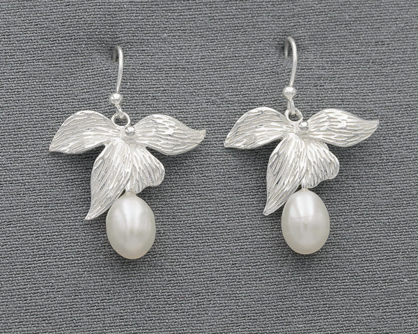 Sterling silver leaves with pearls