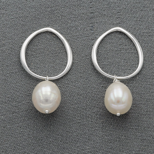 Sterling silver oval with a pearl