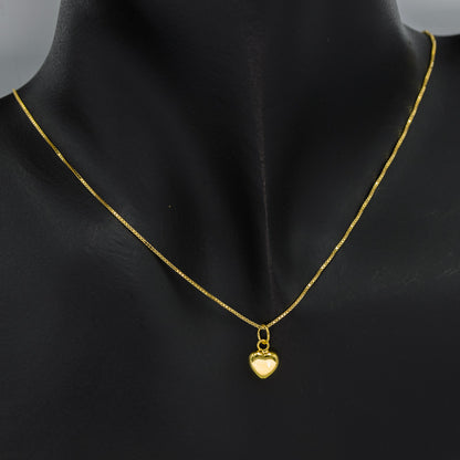 Sterling Silver Puffy Gold Plated Heart Pendant - Silvertree Jewelry #