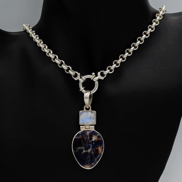 Sterling silver with moonstone and sodalite