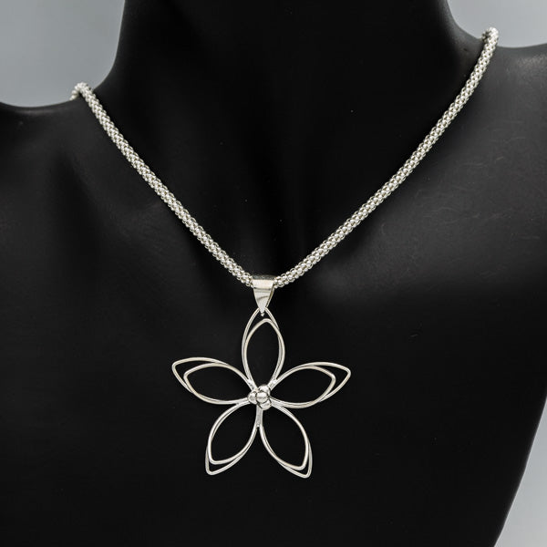Sterling silver wire flower pendant