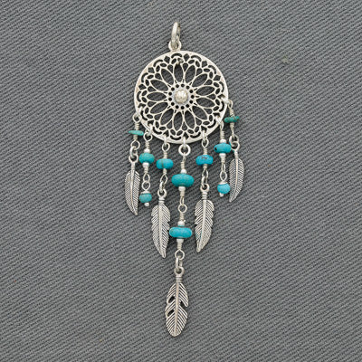 Sterling silver dreamcatcher with turquois pendant