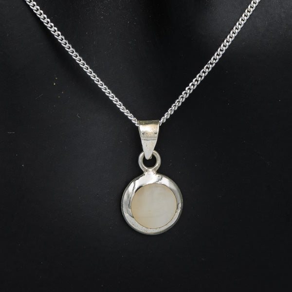 Small Mother of Pearl Pendant in Sterling Silver - Silvertree Jewelry #