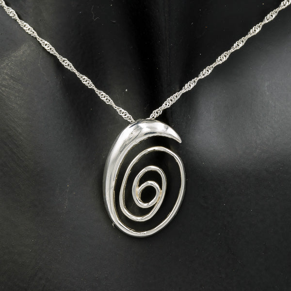 Sterling silver oval spiral pendant