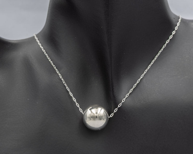 Sterling Silver Ball Pendant Necklace 42cm