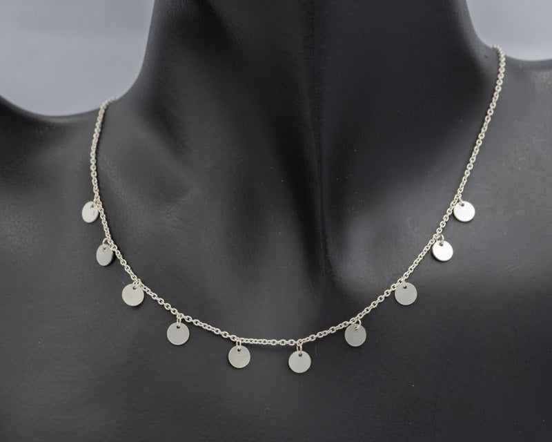 Sterling Silver Disc Necklace 45cm + Extension - Silvertree Jewelry #