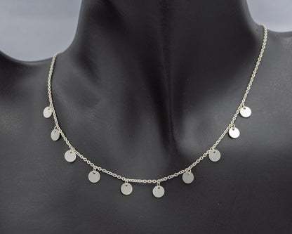 Sterling Silver Disc Necklace 45cm + Extension - Silvertree Jewelry #