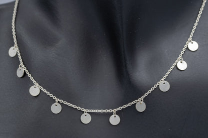 Sterling Silver Disc Necklace 45cm + Extension - Silvertree Jewelry #