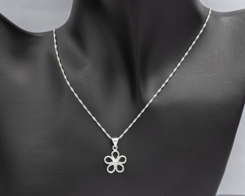Sterling Silver Open Daisy Pendant , Nature inspired - Silvertree Jewelry #