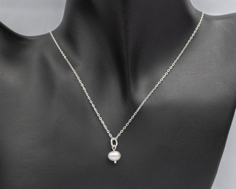Petite Freshwater Pearl Pendant in Sterling Silver - Silvertree Jewelry #