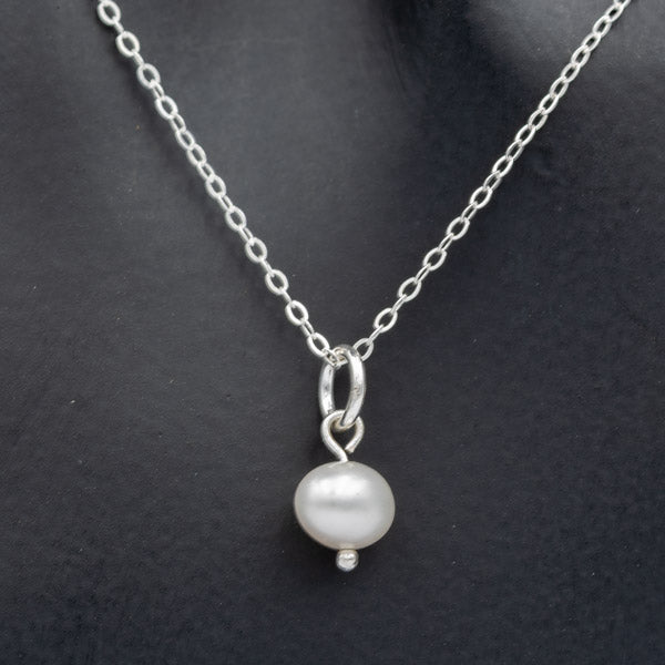 Petite Freshwater Pearl Pendant in Sterling Silver - Silvertree Jewelry #