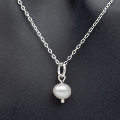 Petite Freshwater Pearl Pendant in Sterling Silver - Silvertree Jewelry #