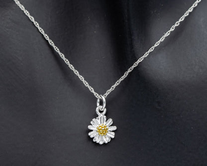 Sterling Silver Daisy Pendant with Gold-Plated Centre - Silvertree Jewelry #