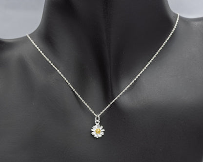 Sterling Silver Daisy Pendant with Gold-Plated Centre - Silvertree Jewelry #