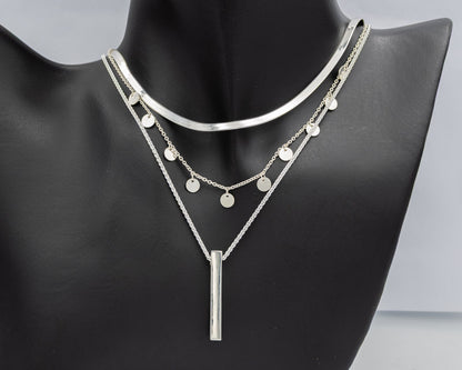 Sterling Silver Disc Necklace 45cm + Extension - Silvertree Jewelry #