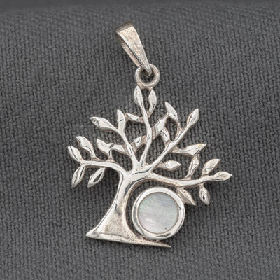 Sterling Silver Tree Pendant with Mother of Pearl