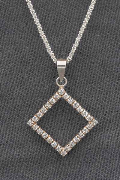 Sterling Silver Open Square Cubic Pendant 3cm