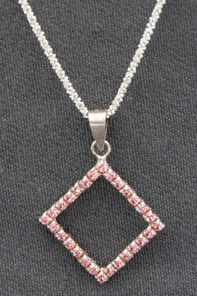 Sterling Silver Open Square Cubic Pendant 3cm