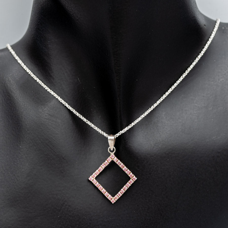 Sterling Silver Open Square Cubic Pendant 3cm