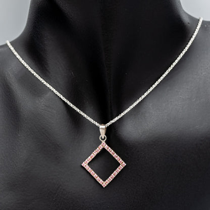 Sterling Silver Open Square Cubic Pendant 3cm