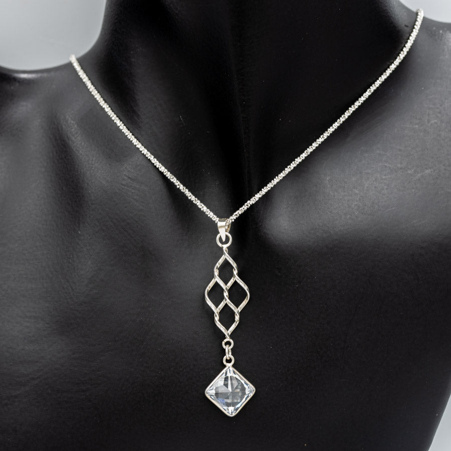 Sterling Silver  Cubic Trellis Drop pendant