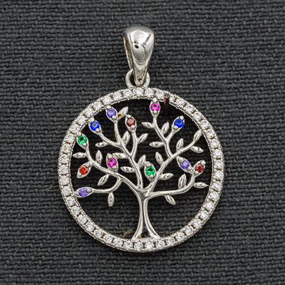 Tree of life with cubic zirconium set in sterling silver