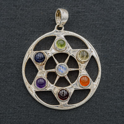 Multi stone pendant set in sterling silver