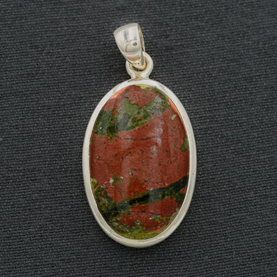 Unikaite set in sterling silver pendant.