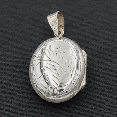 Sterling silver engraved oval locket