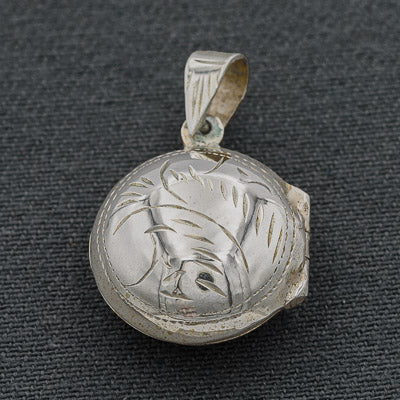Sterling silver round engraved locket