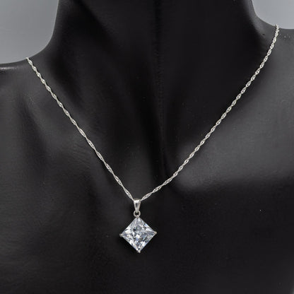 Cubic zirconia set in Sterling silver pendant